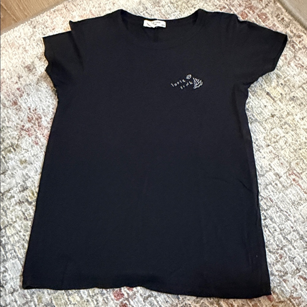 rag & bone Kids Black Short Sleeve Tee with Small Chest Graphic
